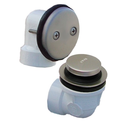 Jones Stephens Brushed Nickel Two-Hole Toe Touch Bath Waste Kit with Test Kit, Standard Half Kit, PVC B0717BNT